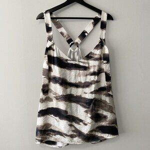 NWT Reitmans Natural White Brown Zebra Print Viscose Blend Sleeveless Top